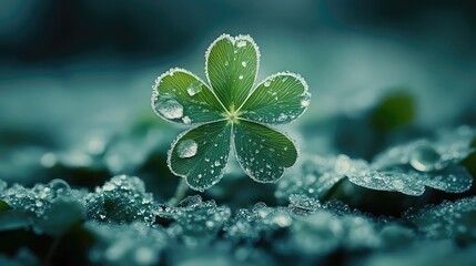 Withered clover under frost with frozen layer soft green and quiet mood ideal for seasonal decay or symbolic themes