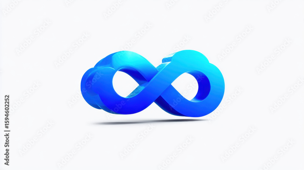 Poster infinity symbol blue 3d loop abstract modern design shape continuous smooth digital graphic icon con