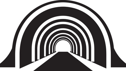 Obraz premium Tunnel Silhouette Vector Format – Black Underground Passage Illustration