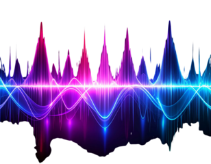 Colorful Neon Sound Wave Visual for Heavy Music on Dark Background, Transparent PNG