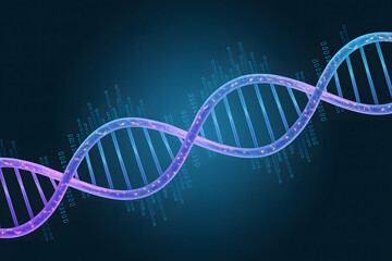 Futuristic DNA Structure with Binary Code Overlay