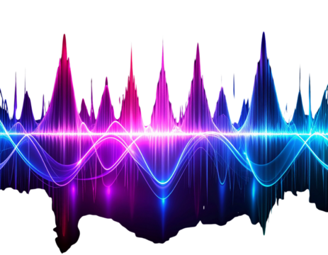 Colorful Neon Sound Wave Visual for Heavy Music on Dark Background, Transparent PNG