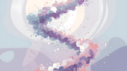 Abstract DNA Spiral in Pastel Hues. A visually stunning abstract representation of a DNA spiral.