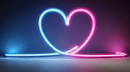 Neon heart-shaped light design.