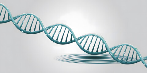 DNA double helix with water ripples, a scientific illustration.