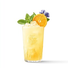 A tall glass of vibrant orange cocktail