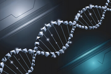 Futuristic DNA Double Helix with Geometric Design