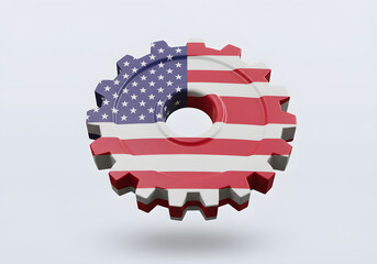 USA Flag Gear | American Industry and Manufacturing Symbol for Business, Engineering, and Politics