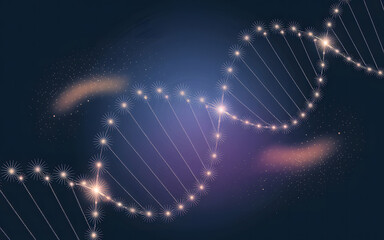 Abstract DNA Double Helix Design with Sparkling Particles