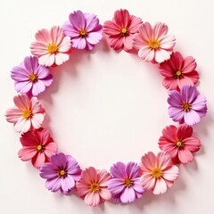 Fototapeta premium Soft pink, colorful flowers in a circular design , pretty, blossom, bloom