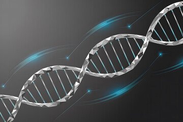 Futuristic DNA double helix with polygonal design