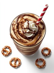 A delicious-looking, layered milkshake