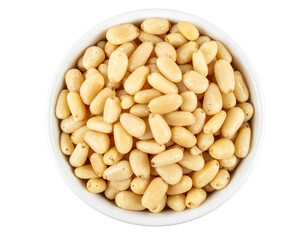 Blanched peanuts in white bowl on white background