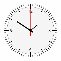 Clock face showing ten minutes past one o clock with a red second hand