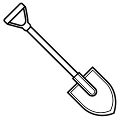 Shovel Tool Line Art Vector