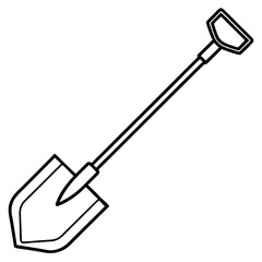 Shovel Tool Line Art Vector