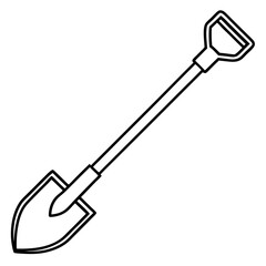Shovel Tool Line Art Vector