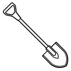 Shovel Tool Line Art Vector