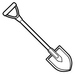 Shovel Tool Line Art Vector