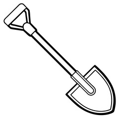 Shovel Tool Line Art Vector