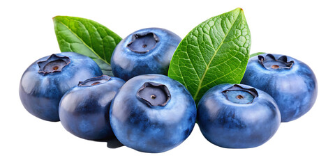 Obraz premium blueberry with leaf isolated on white background, png, ai generated.