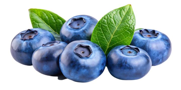 blueberry with leaf isolated on white background, png, ai generated.