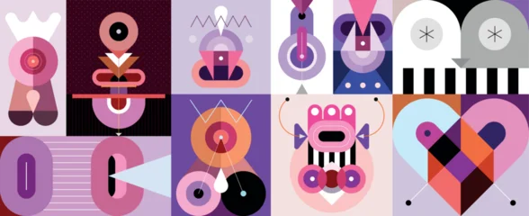 Printed roller blinds Collection of abstract shapes and geometric designs, decorative vector elements. They are each on a separate layer and can be used as a standalone image.