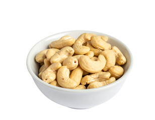 Fototapeta premium Cashew nuts in white bowl isolated on transparent background
