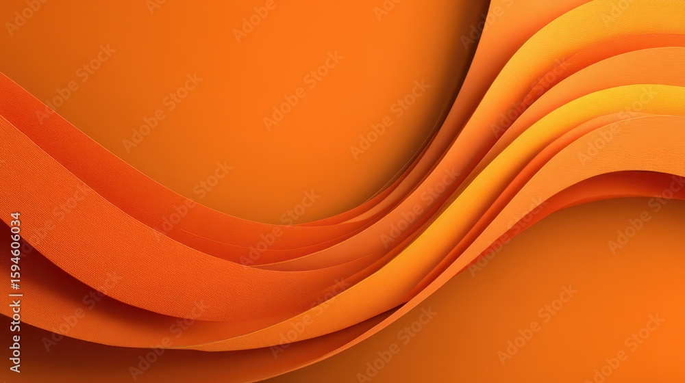 Poster bright orange textured layers wave across a solid background with soft shadows. great for abstract d