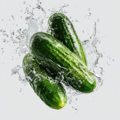 Fresh cucumbers in water splashes (2)