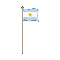 Waving Flag of Argentina Featuring Blue Stripes and Sun Emblem on White Background