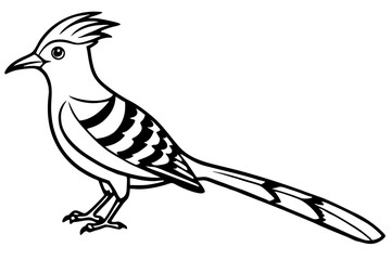 Stylized Hoopoe Line Drawing