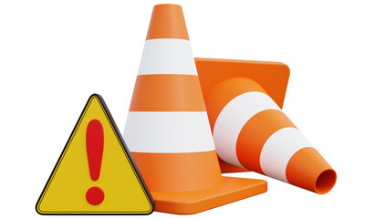 Industrial accident prevention concept in construction, safety warning sign symbol, caution, 3d illustration	