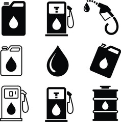Vector art of collection of fuel and gasoline icons