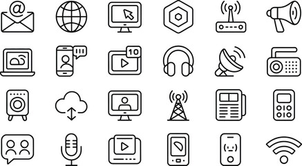 Vector art of collection of communication and technology icons