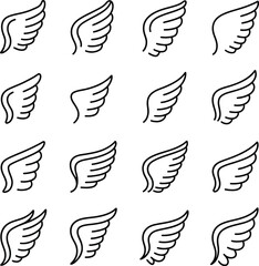 Vector art of collection of simple wing icons