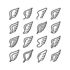 Vector art of collection of simple wing icons