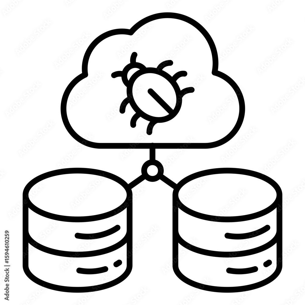 Wall mural a solid design icon of cloud hosting bug