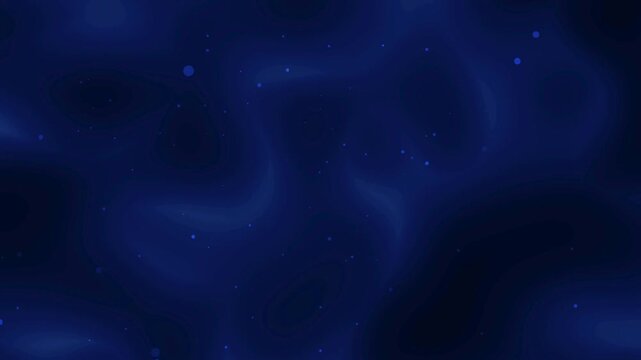 Dark blue gradient background with floating particles and soft glow

