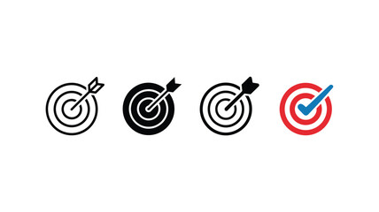 Vector art of target and dart icons with check mark