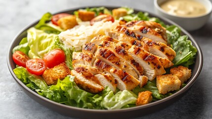 Grilled Chicken Salad with Croutons and Caesar Dressing