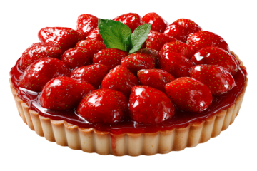 Close up Of A Red Berry Tart With Fresh Herb Garnish