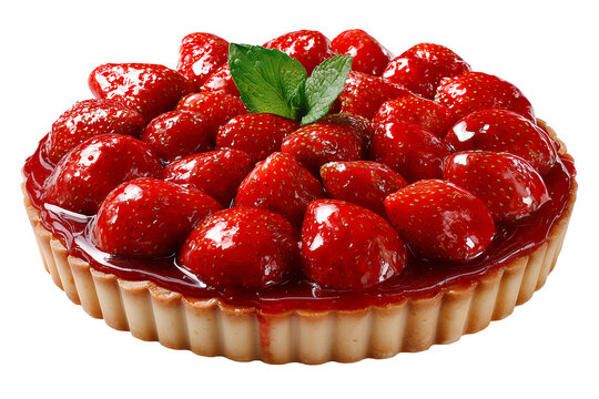 Close up Of A Red Berry Tart With Fresh Herb Garnish