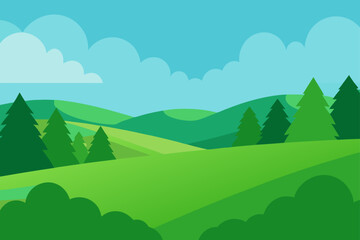 Obraz premium green field and forest horizon