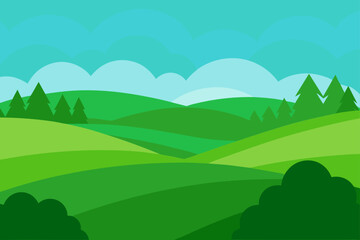 Obraz premium green field and forest horizon