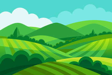 Obraz premium green landscape with rolling terrain