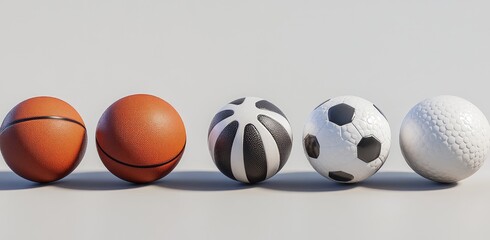 Row of sports balls