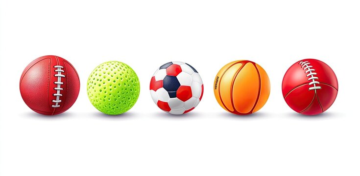 Four different sports balls displayed