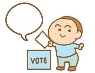 Little boy casts his vote in the ballot box