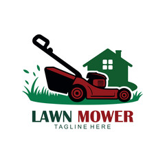 Fototapeta premium Lawn Mower Logo Design for Landscaping and Gardening Services